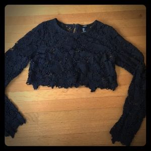 Forever 21 L black lace see-through crop top